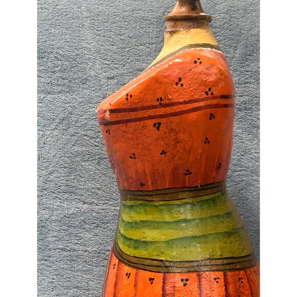 Wooden Jewelry Holder Mini Mannequin Beautiful Indian Hand Painted Vintage - Picture 2 of 16